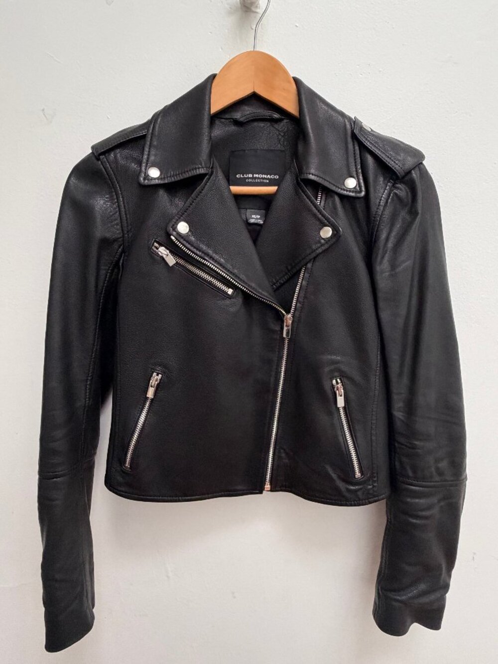 Black Lamb Leather Jacket with Silver Hardware